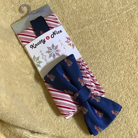 🆕 KNOTTY & NICE - BOW TIE & POCKET SQUARE SET 🆕 - Picture 1 of 8